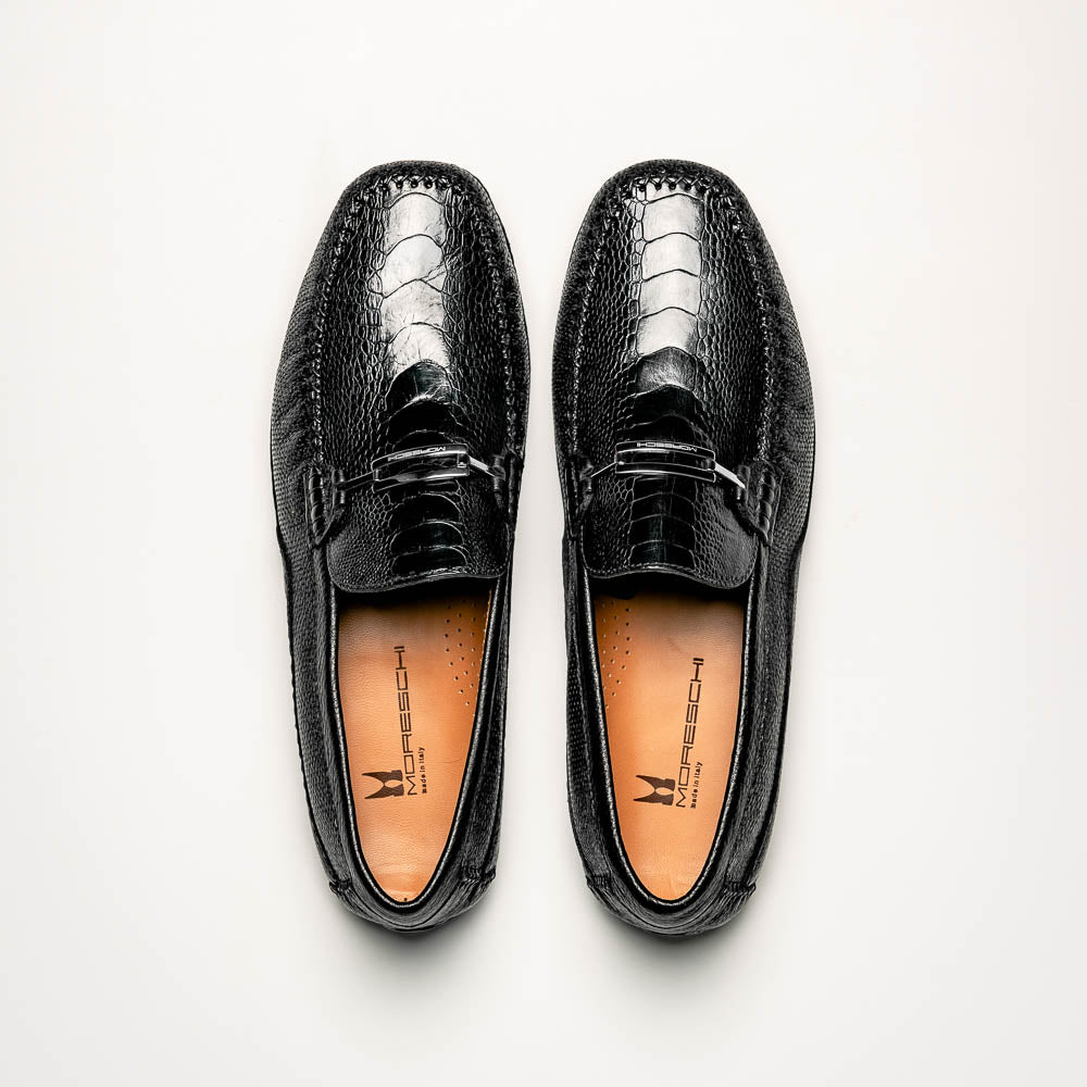 Moreschi 042985A Ostrich Driver Shoes Black