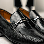 Moreschi 042985A Ostrich Driver Shoes Black