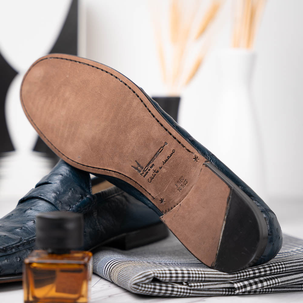 Moreschi 43087 Ostrich Loafer Shoes Blue | MensDesignerShoe.com display picture 3