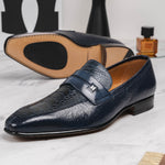 Moreschi Peccary & Ostrich Loafers Blue