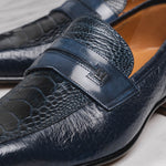 Moreschi 043768A Peccary And Ostrich Loafer Blue