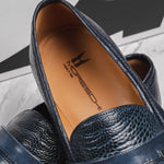 Moreschi Peccary & Ostrich Loafers Blue