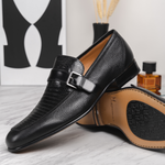 Moreschi 043771A Deerskin & Ostrich Monk Strap Black