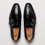 Moreschi 043771A Deerskin & Ostrich Monk Strap Black