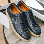 Moreschi 043849 Deerskin And Calfskin Sneakers Dark Blue