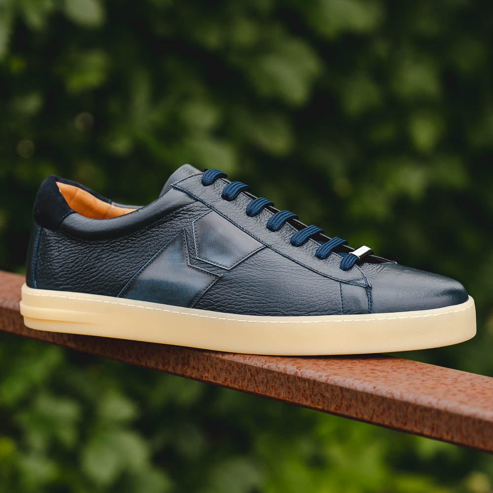 Moreschi 043849 Deerskin And Calfskin Sneakers Dark Blue