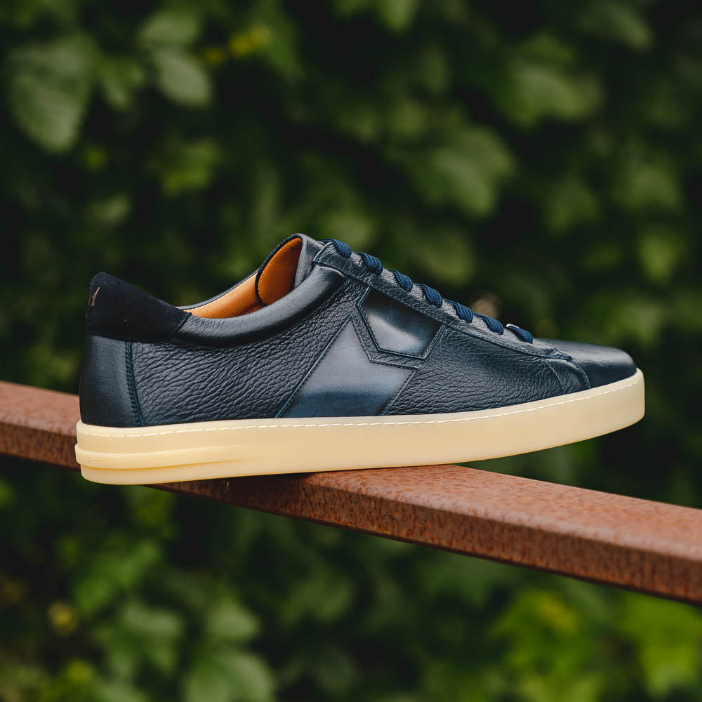 Moreschi 043849 Deerskin And Calfskin Sneakers Dark Blue
