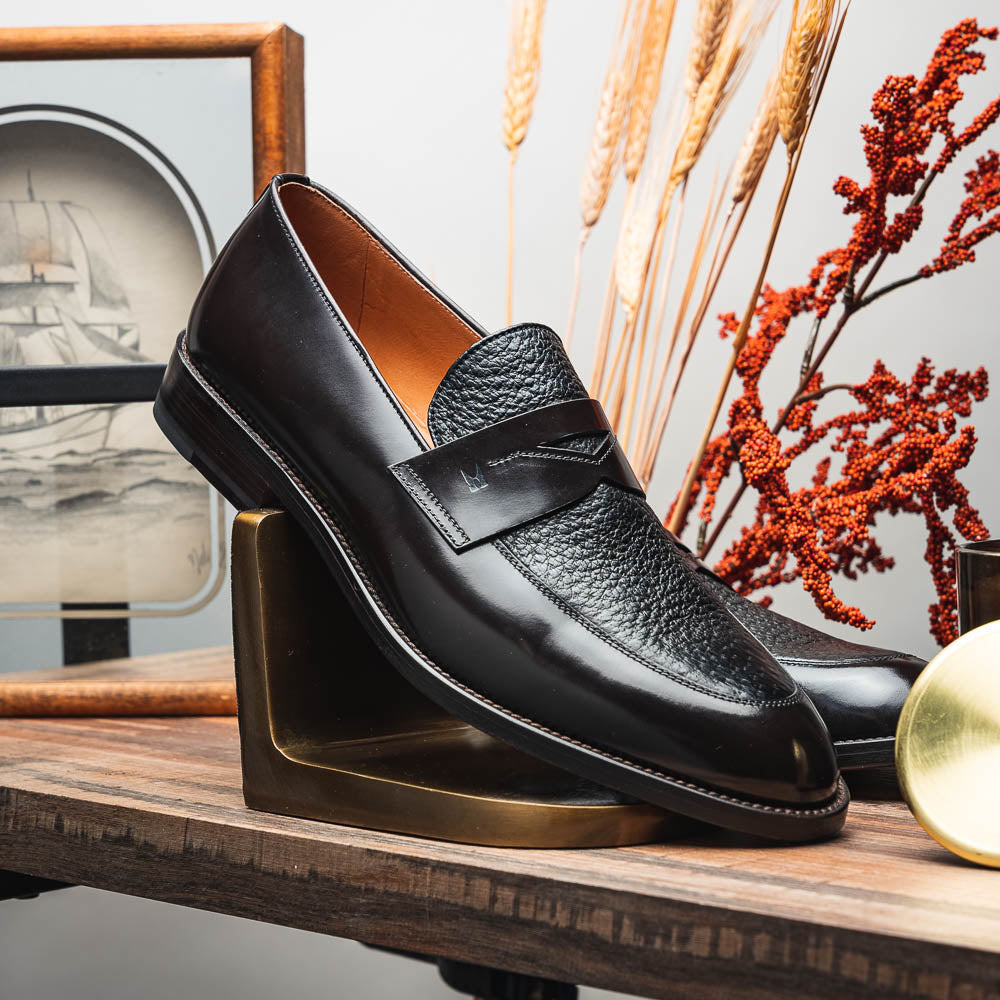 Moreschi 43883 Bimaterial Slip-on Loafers Dark Brown