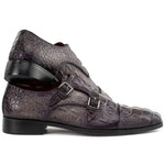 Paul Parkman Crocodile Embossed Double Monk Strap Gray
