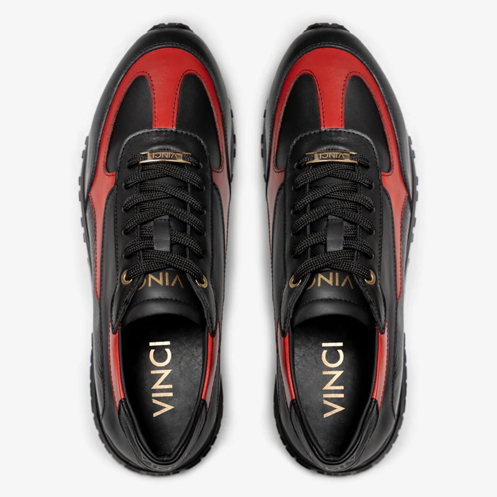 Vinci Leather The Rialto Leather Sneaker Black / Red