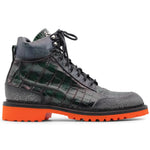Harris Firenze 1913 Crocodile Print Leather Boots Green
