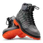Harris Firenze 1913 Crocodile Print Leather Boots Green