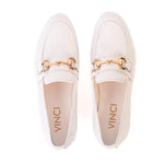 Vinci Leather The Monaco White Leather Shoe Bit Loafer (3256)