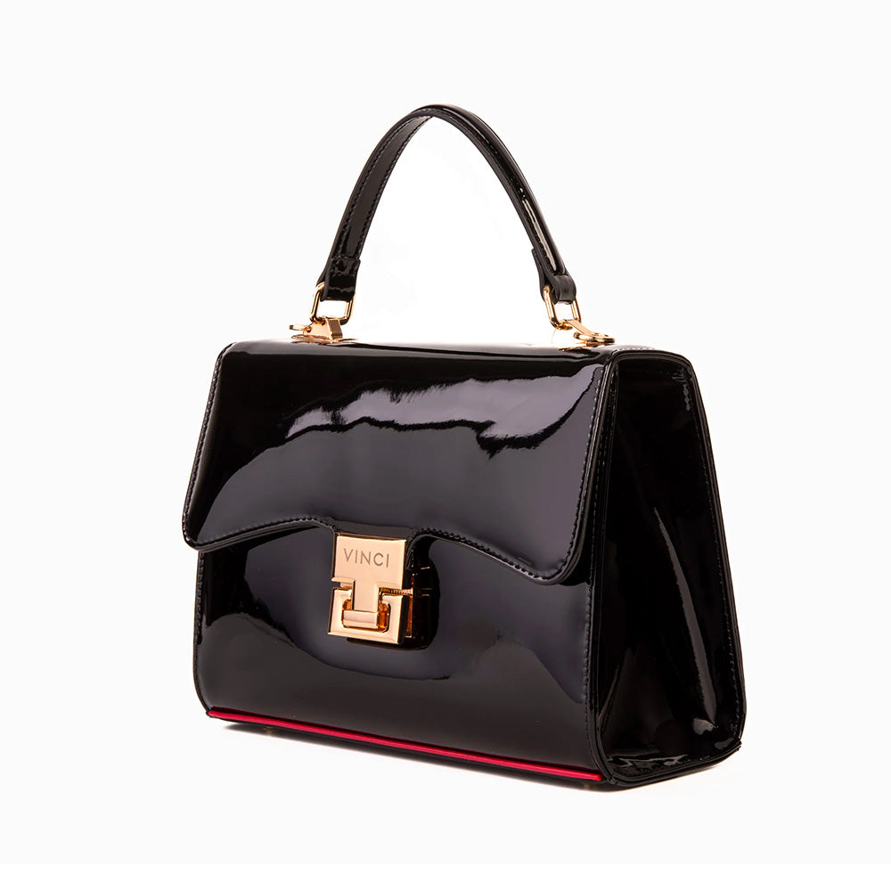 Vinci Leather The Ege Women's Patent Leather Handbag Black