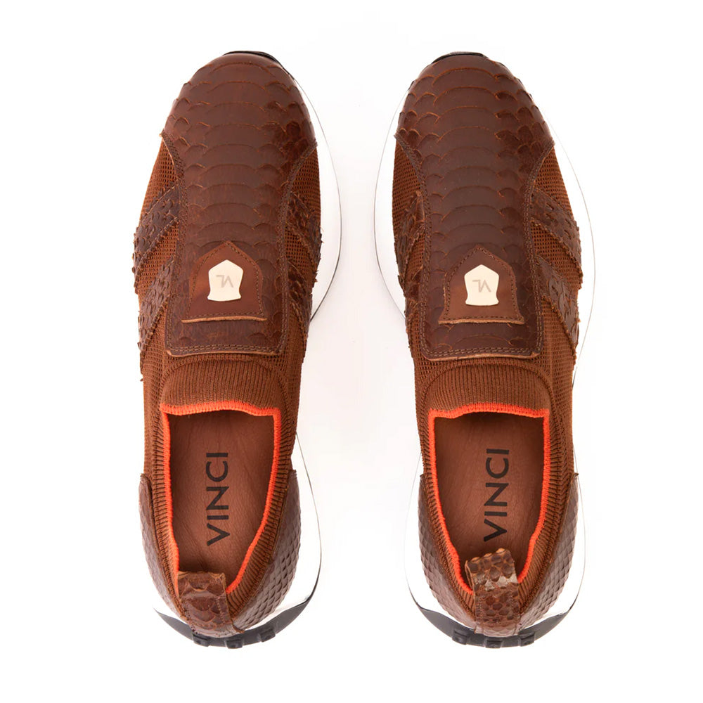 Vinci Leather Knitted Sneaker Tan