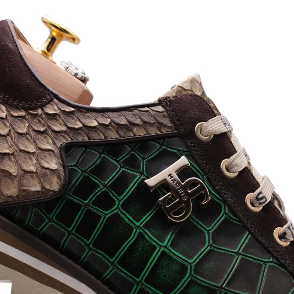 Harris Firenze 1913 Coconut / Python Leather Sneaker Green