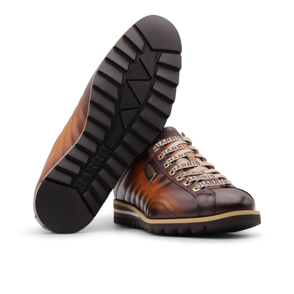 Harris Firenze 1913 Quilted Stitching Leather Sneakers Brown