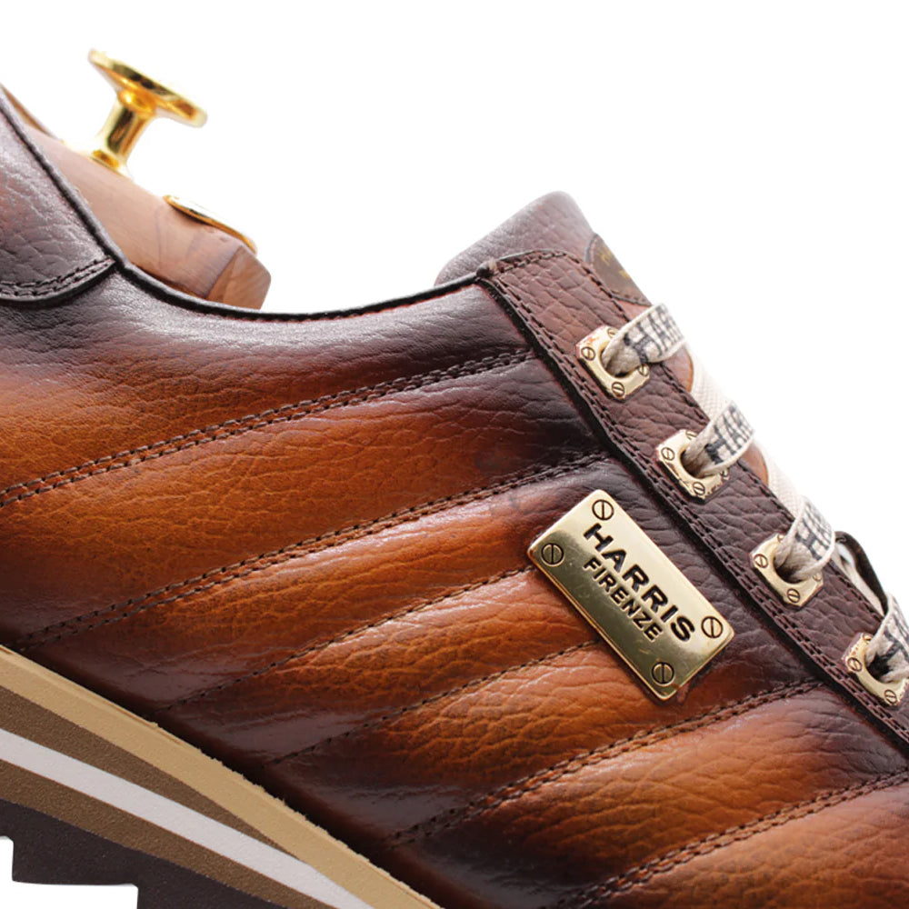 Harris Firenze 1913 Quilted Stitching Leather Sneakers Brown