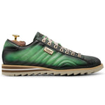 Harris Firenze 1913 Quilted Stitching Leather Sneakers Green