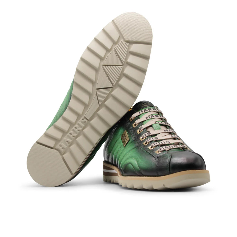 Harris Firenze 1913 Quilted Stitching Leather Sneakers Green  