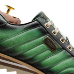 Harris Firenze 1913 Quilted Stitching Leather Sneakers Green  