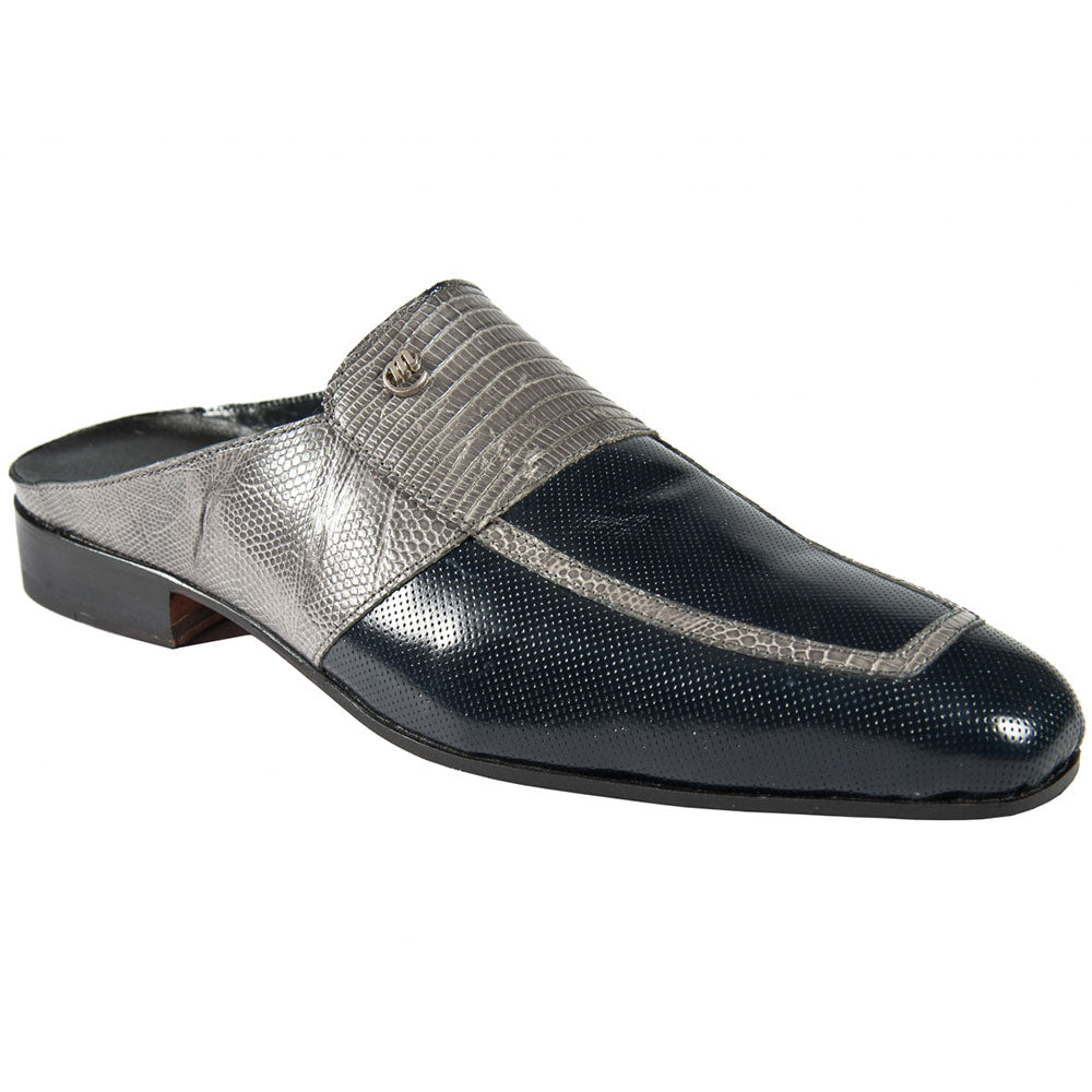 Mauri Art 3244 Teju Lizard & Calfskin Mule Blue / Medium Grey (Special Order)