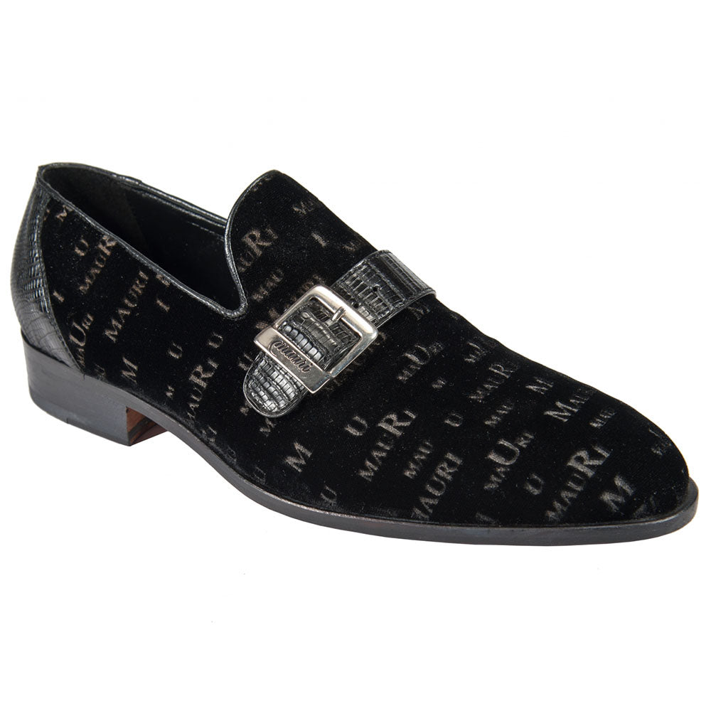 Mauri Art 4840/5 Velvet & Teju Lizard Buckle Loafer Black (Special Order)