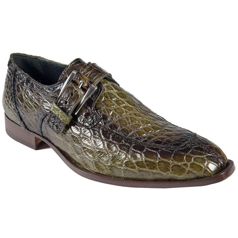 Mauri Art 3232 Alligator Monk Strap Money Green / Dirty Black (Special Order)