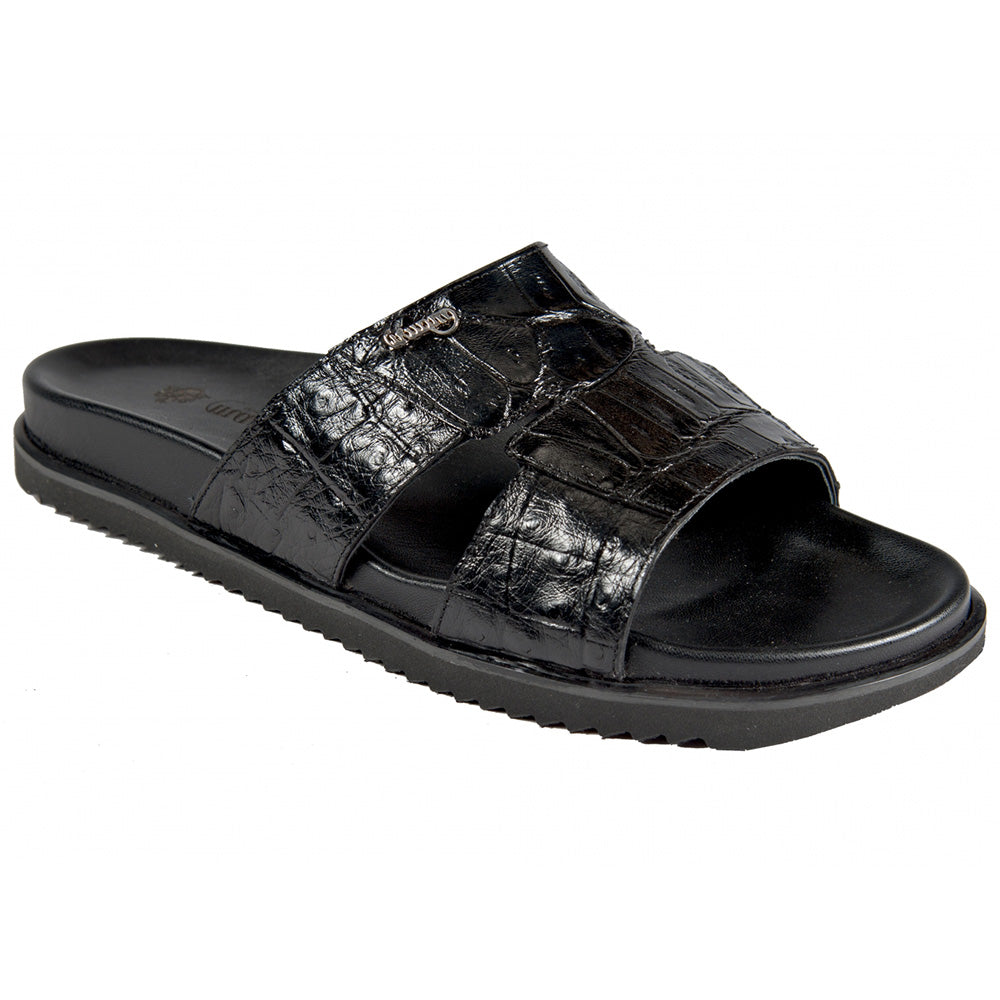 Mauri Art 5177 Crocodile & Ostrich Sandal Black (Special Order)