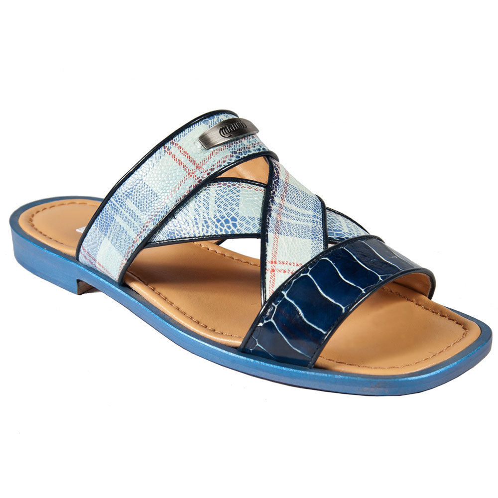 Mauri Art 5012 Ostrich Leg Sandal Scottish Beige & Blue (Special Order)