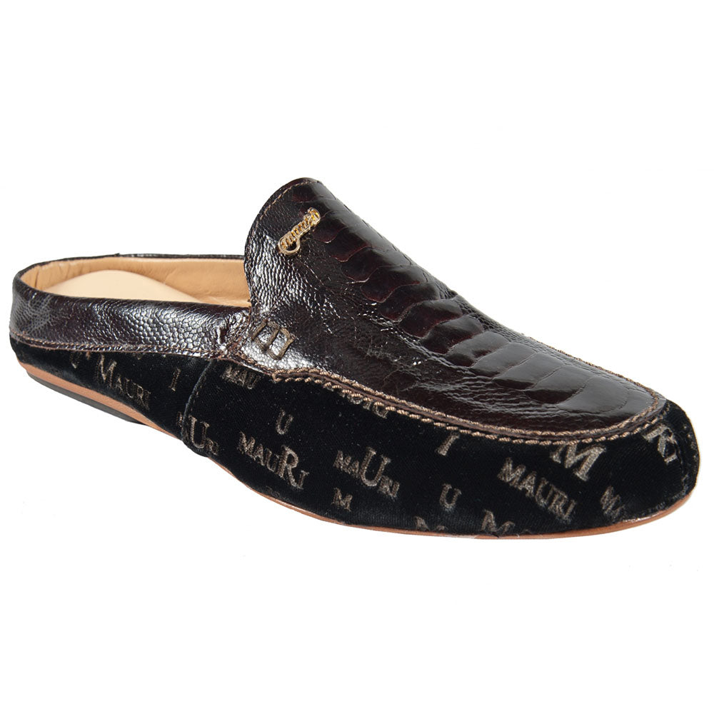 Mauri Art 13012/3 Ostrich Leg & Velvet Mule Testa Moro (Special Order)