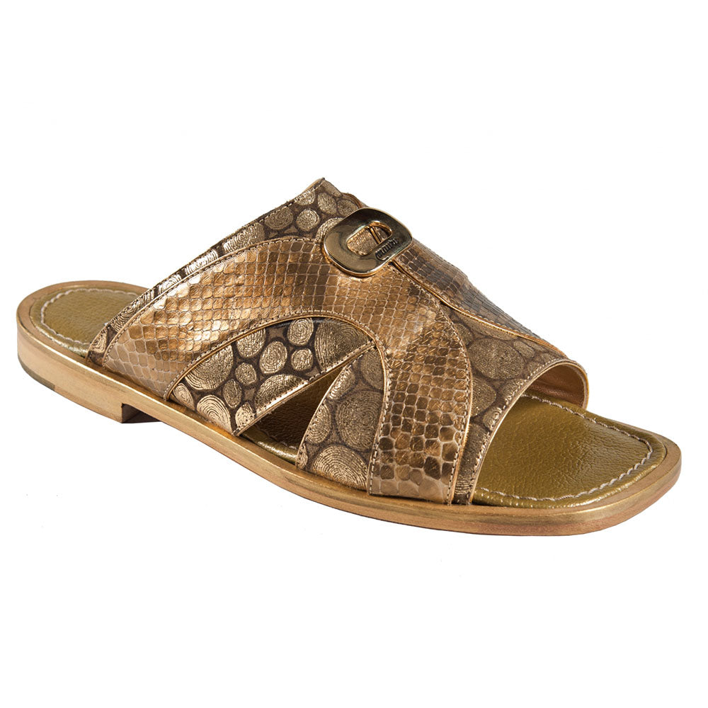 Mauri Art 1414/6 Python & Calfskin Sandal 14K Gold & Cafe Bolle (Special Order)