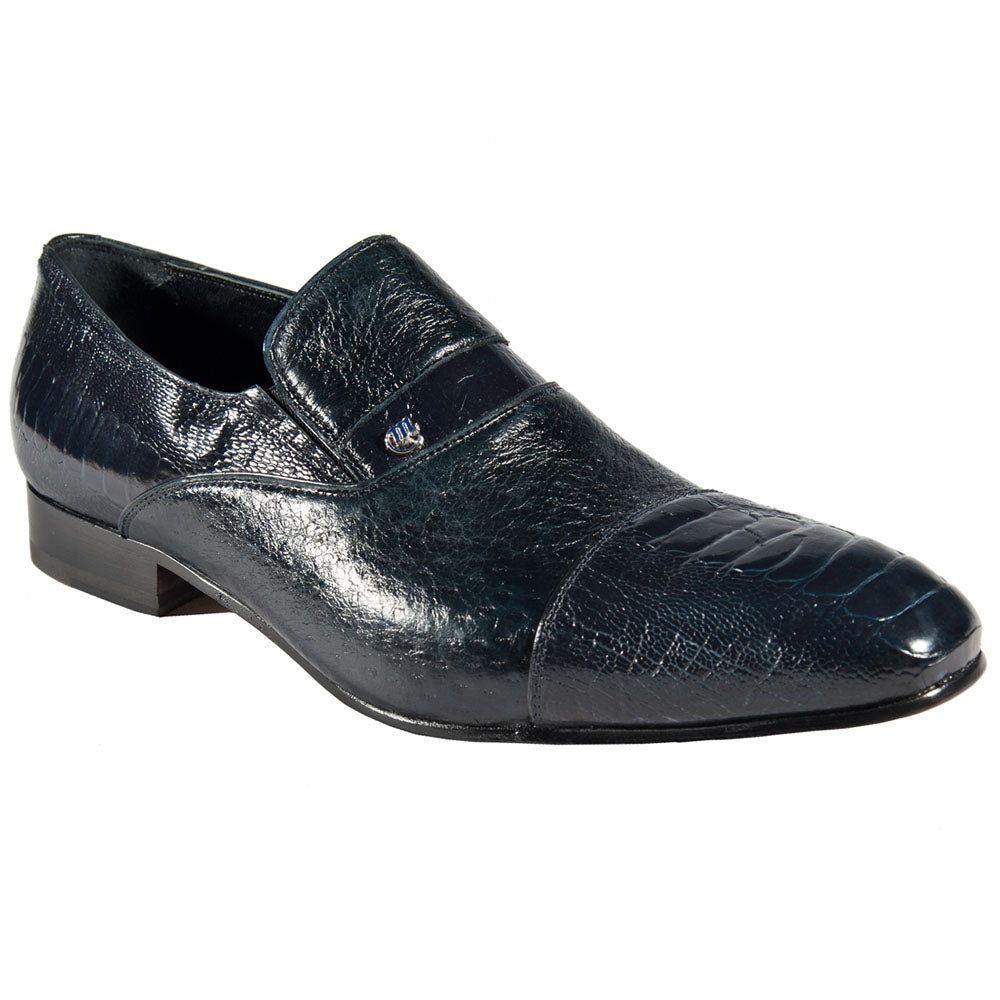 Mauri Art 4608/1 Ostrich Leg & Peccary Loafer Blue (Special Order)