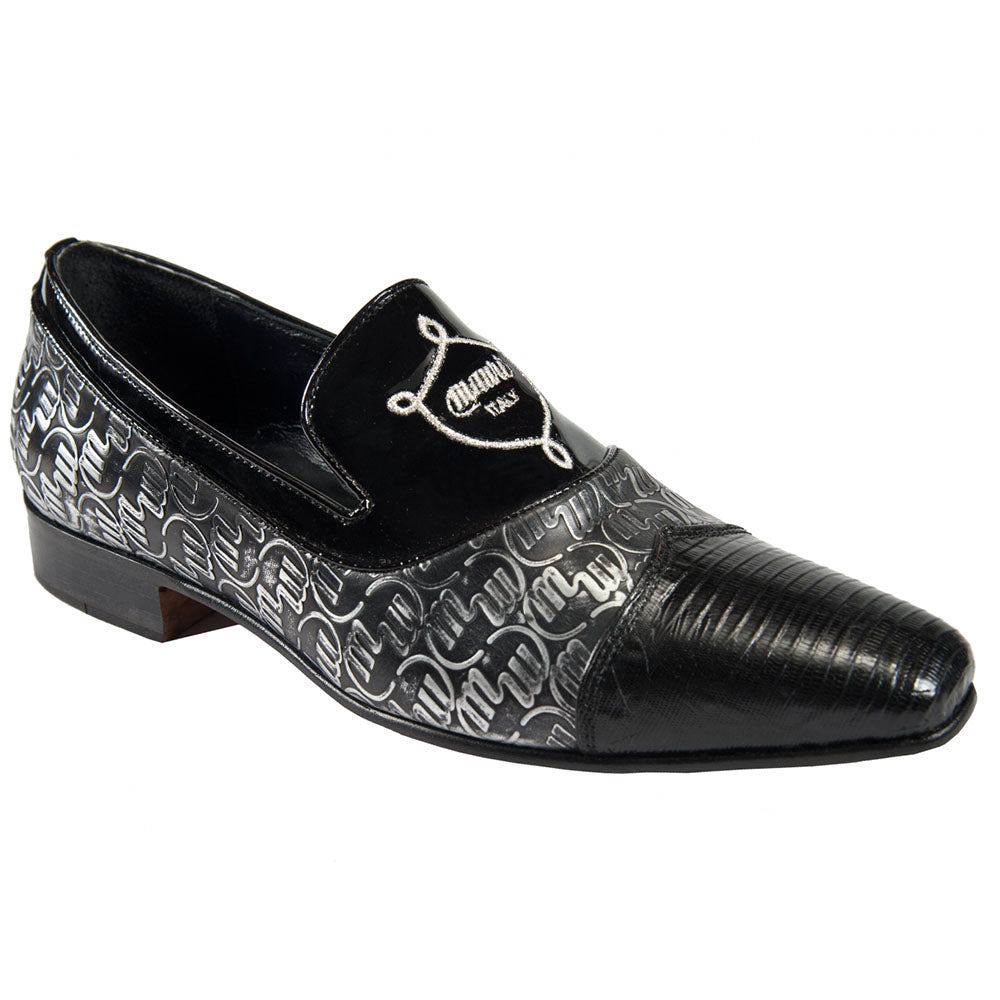 Mauri Art 4376/2 Teju Lizard / Fabric / Patent Leather Loafer Black (Special Order)