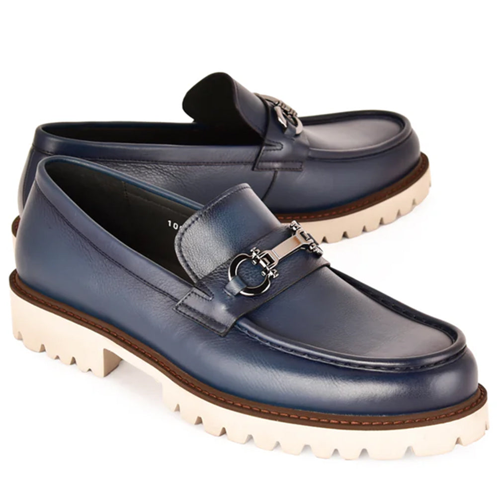 Corrente C0001202-7887 Buckle Loafer Blue