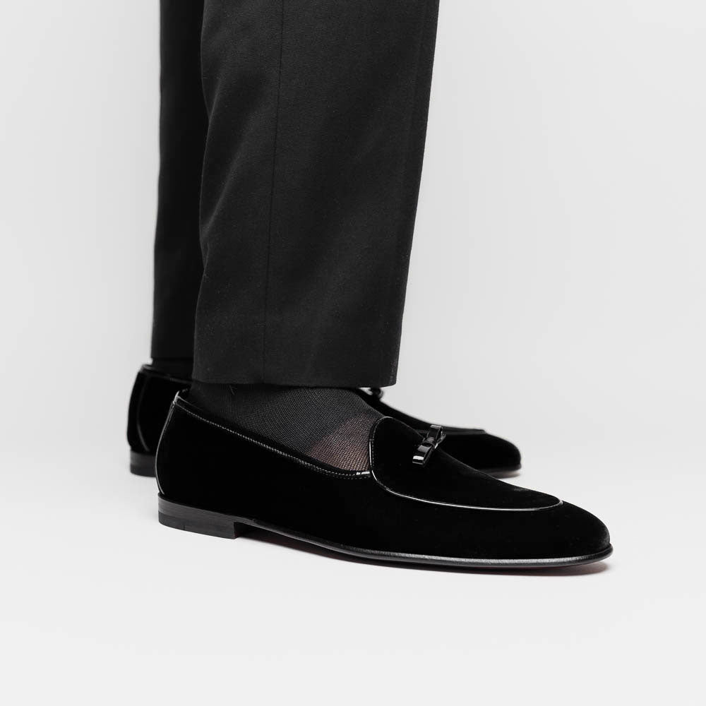Borgioli by Zelli Arco Velvet Tuxedo Shoes Black (10-120-BLK)