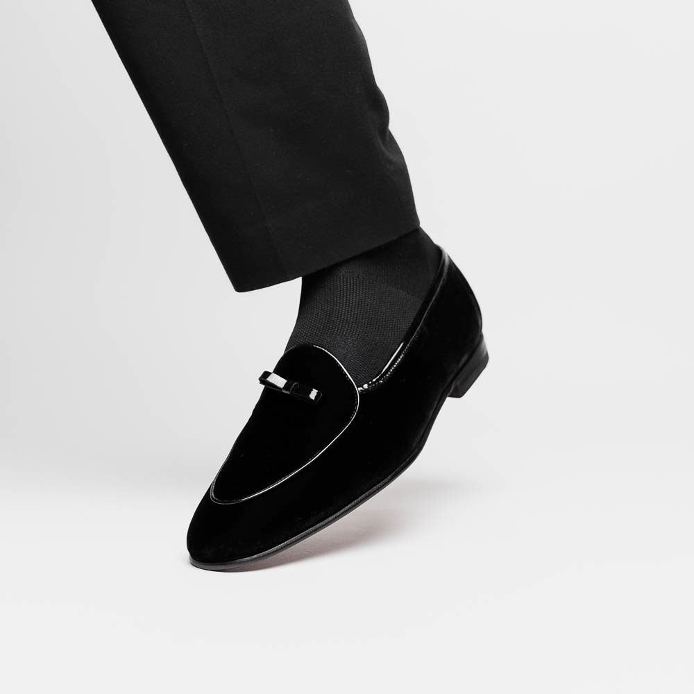 Borgioli by Zelli Arco Velvet Tuxedo Shoes Black (10-120-BLK)