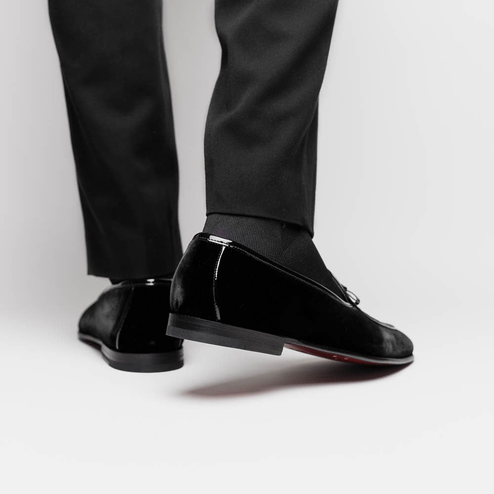 Borgioli by Zelli Arco Velvet Tuxedo Shoes Black (10-120-BLK)