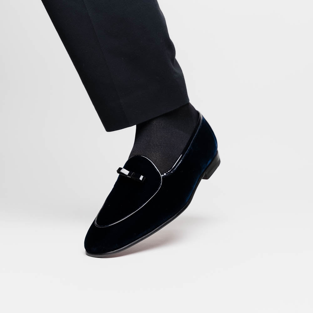 Borgioli by Zelli Arco Velvet Tuxedo Shoes Navy (10-120-NVY)