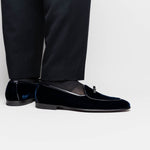 Borgioli by Zelli Arco Velvet Tuxedo Shoes Navy (10-120-NVY)