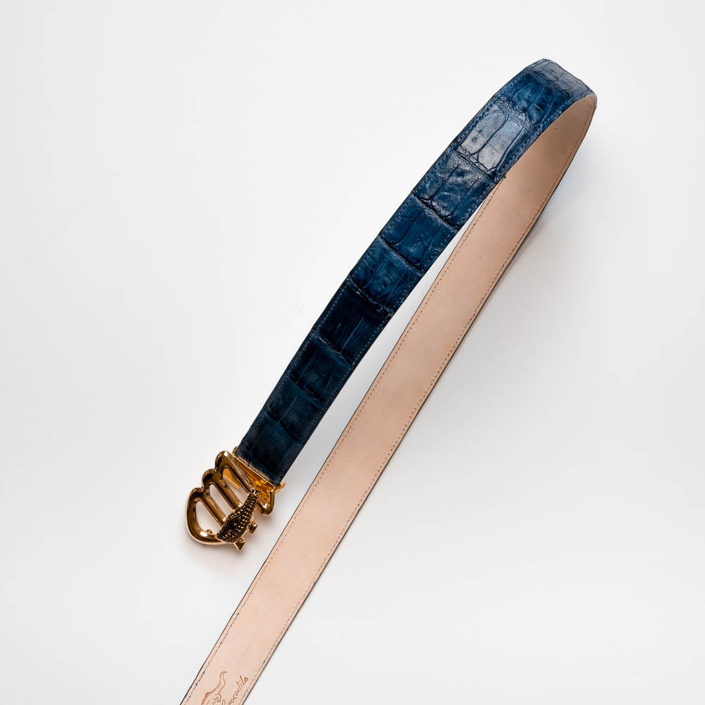 Mauri 0100-35 Hornback Baby Croc Belt Wonder Blue (Special Order)
