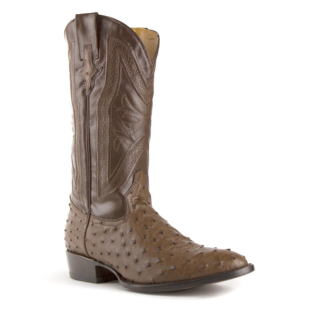Ferrini Colt 10111-07 Ostrich Quill Round Toe Cowboy Boots Kango Tabac