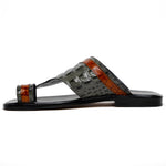 Maseratti Palms 1017 Embossed Caiman & Crocodile Sandals Gray / Cognac