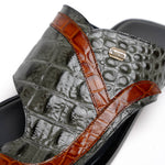 Maseratti Palms 1017 Embossed Caiman & Crocodile Sandals Gray / Cognac