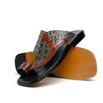 Maseratti Palms 1017 Embossed Caiman & Crocodile Sandals Gray / Cognac