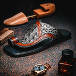 Maseratti Palms 1017 Embossed Caiman & Crocodile Sandals Gray / Cognac