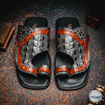 Maseratti Palms 1017 Embossed Caiman & Crocodile Sandals Gray / Cognac