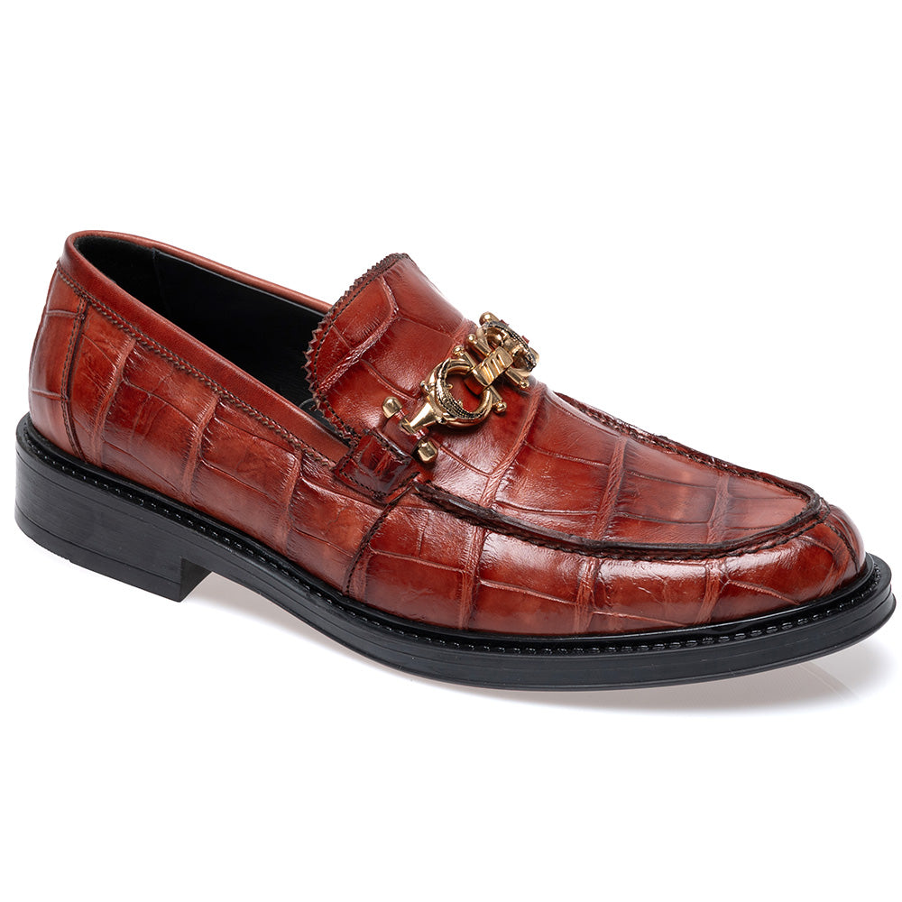 Mauri 1028/1 Alligator & Calfskin Bit Loafer Hand Painted Gold