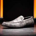 Mauri 1028 Alligator Loafers Hand Painted Light Grey