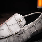 Mauri 1028 Alligator Loafers Hand Painted Light Grey